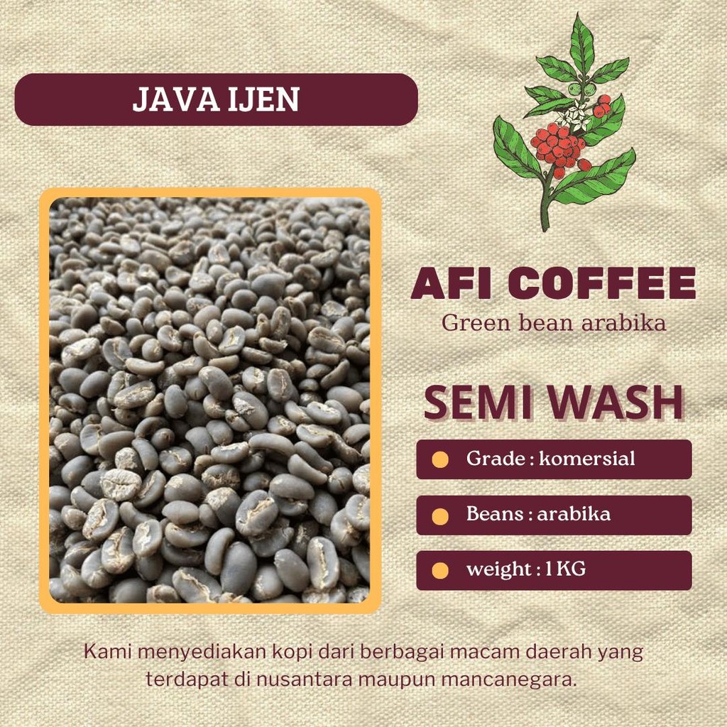 

Green bean arabika Java ijen semi wash | biji kopi mentah