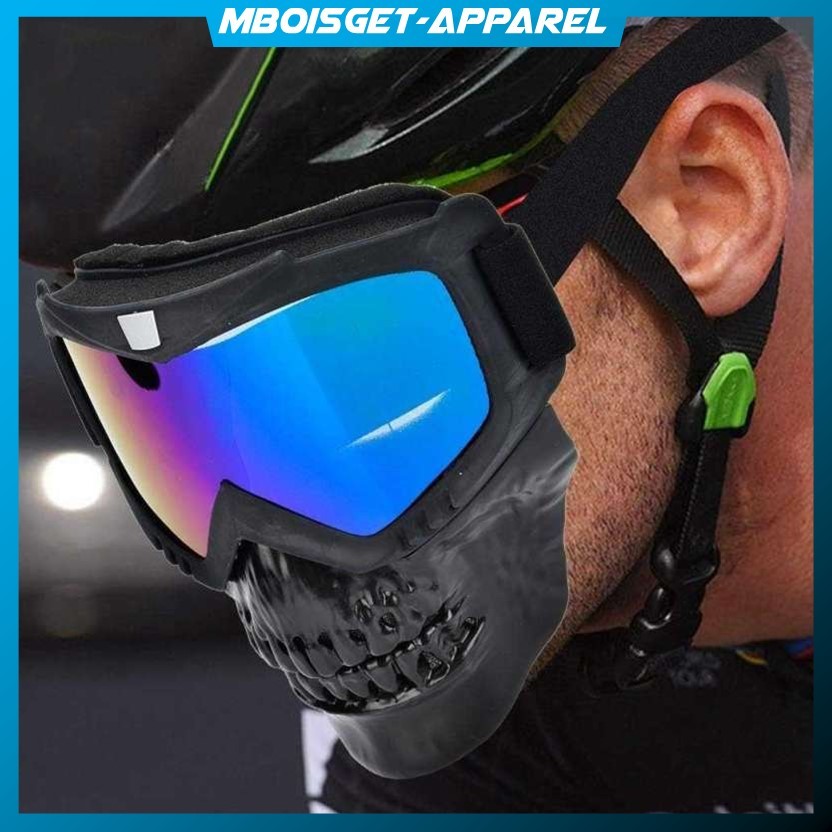 MBOISGET - JEIM Kacamata Olahraga Motocross MTB ATV Goggles with Skull Mouthpiece - MJG-026 - Black 