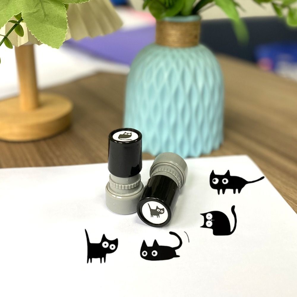 

Cartoon Set Award Black Cat Seal Stamp Encourage Students Cute Cat Children's Stamp Toys Durable Praise Graffiti Tools Homework