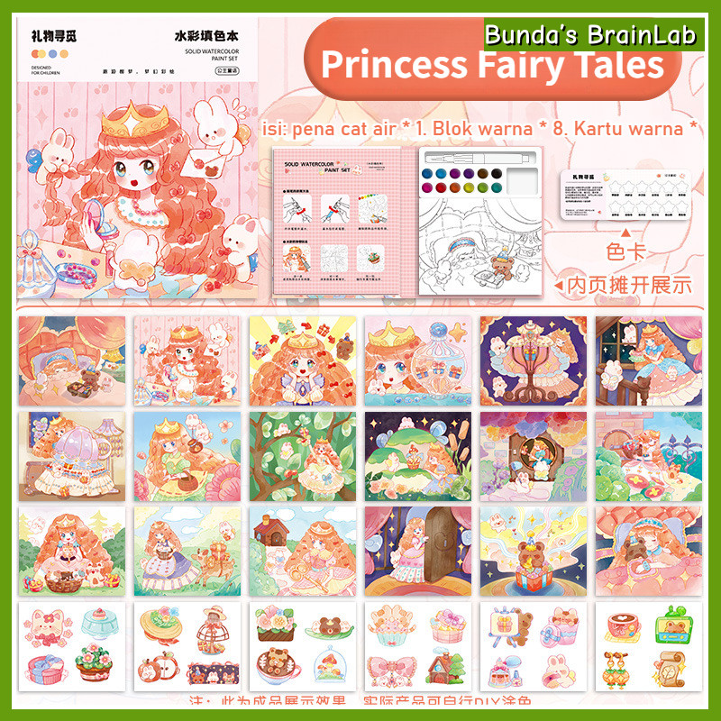 

1 Set 12pcs Paket Lukis Anak Cat Air Buku/ Mewarnai Watercolour Painting Buku /Gambar Anak Lucu Kartun /Buku Mewarnai