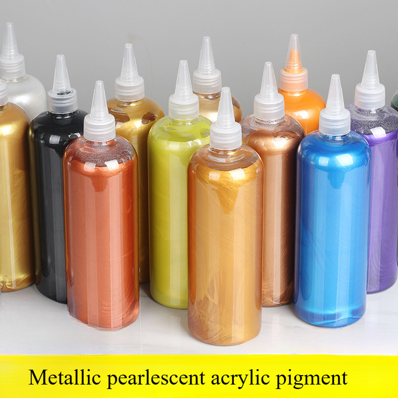 

500ml High-capacity Metallic Pearlescent Acrylic Paint for DIY Painting Handmade Art Coloring Gold Silver Pigments Art Supplies