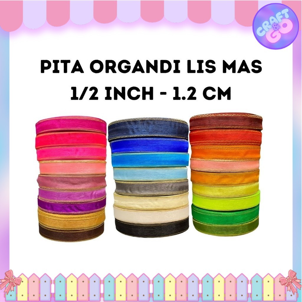 

Pita Organdi List Emas 1/2 inch (1,2 cm)