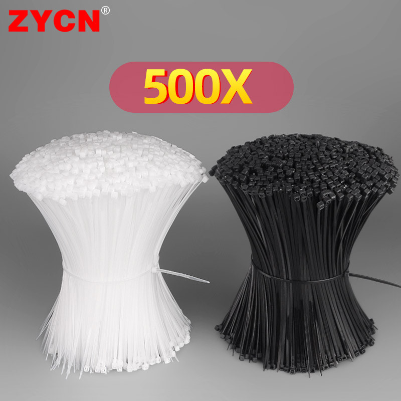 

500/200/100Pcs Plastic Nylon Cable Ties Self-locking 1.9/2.7mm Cord Straps Adjustable Fastening Loop Home Office Wire Zip Garden
