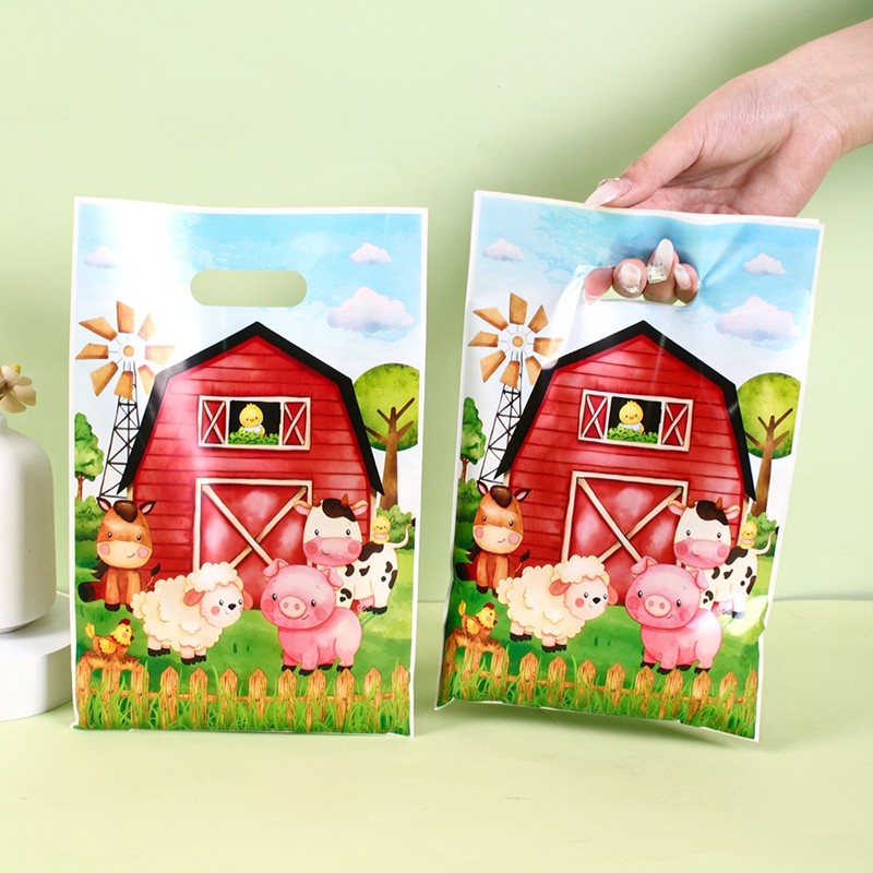 

10/20/50pcs Farm Animals Gift Bags Birthday Party Goodie Treat Bags Kids Gift Bag 1st Birthday Girl Baby Shower Party Supplies