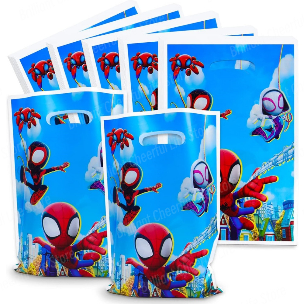 

Spidey And His Amazing Friends Party Gift Bags Spiderman Theme Candy Bag Loot Bag for Kids Birthday Party Favors Supplies Decor