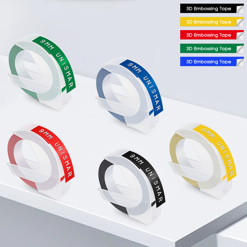 

1PK 9mm 3D Embossing Tapes Compatible for Dymo 3D Label Maker 9mm Label Ribbon Replace for B90 Motex E101 Dymo 12965 Printer