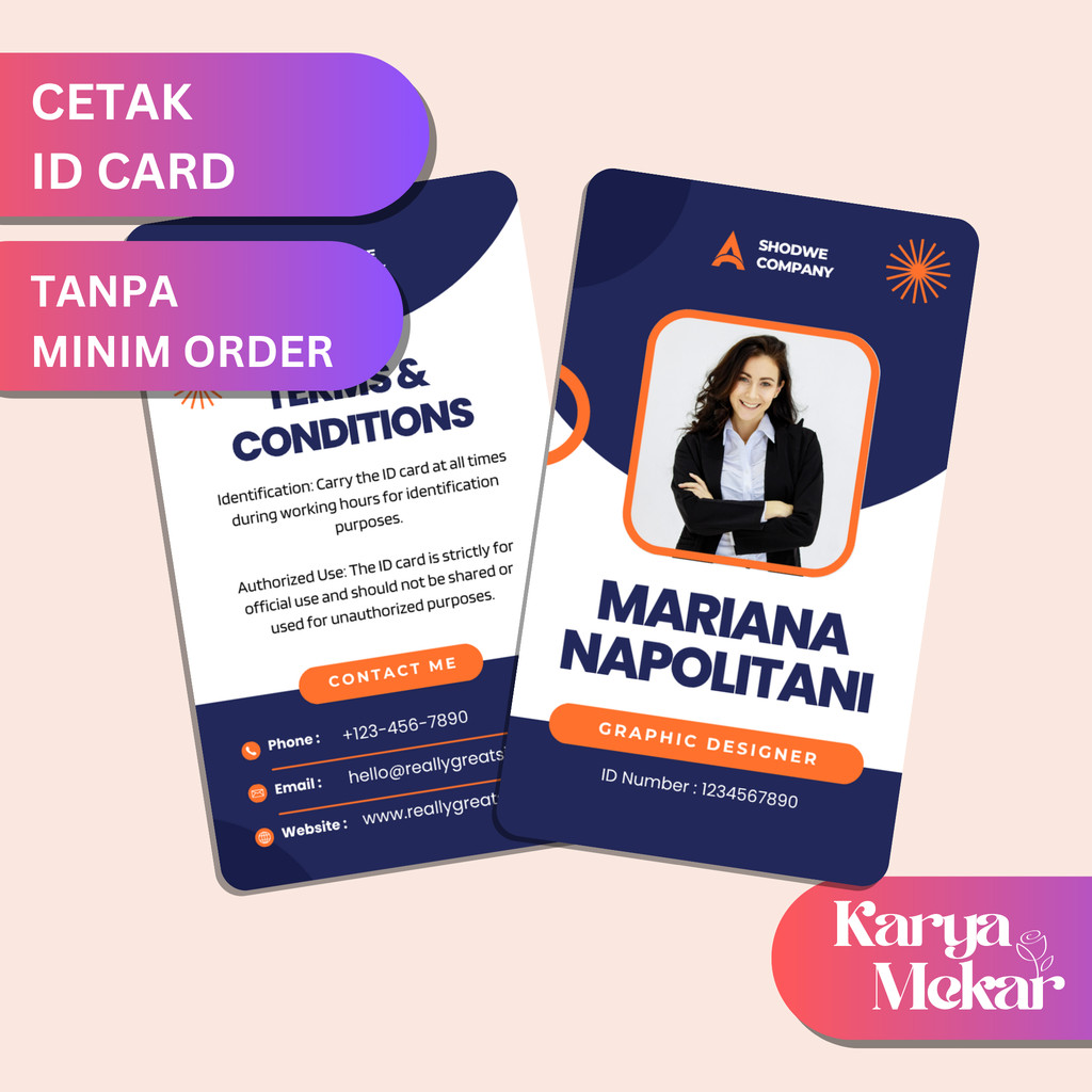 

Cetak ID Card Plastic PVC Kartu Member Karyawan 1 SISI / 2 SISI