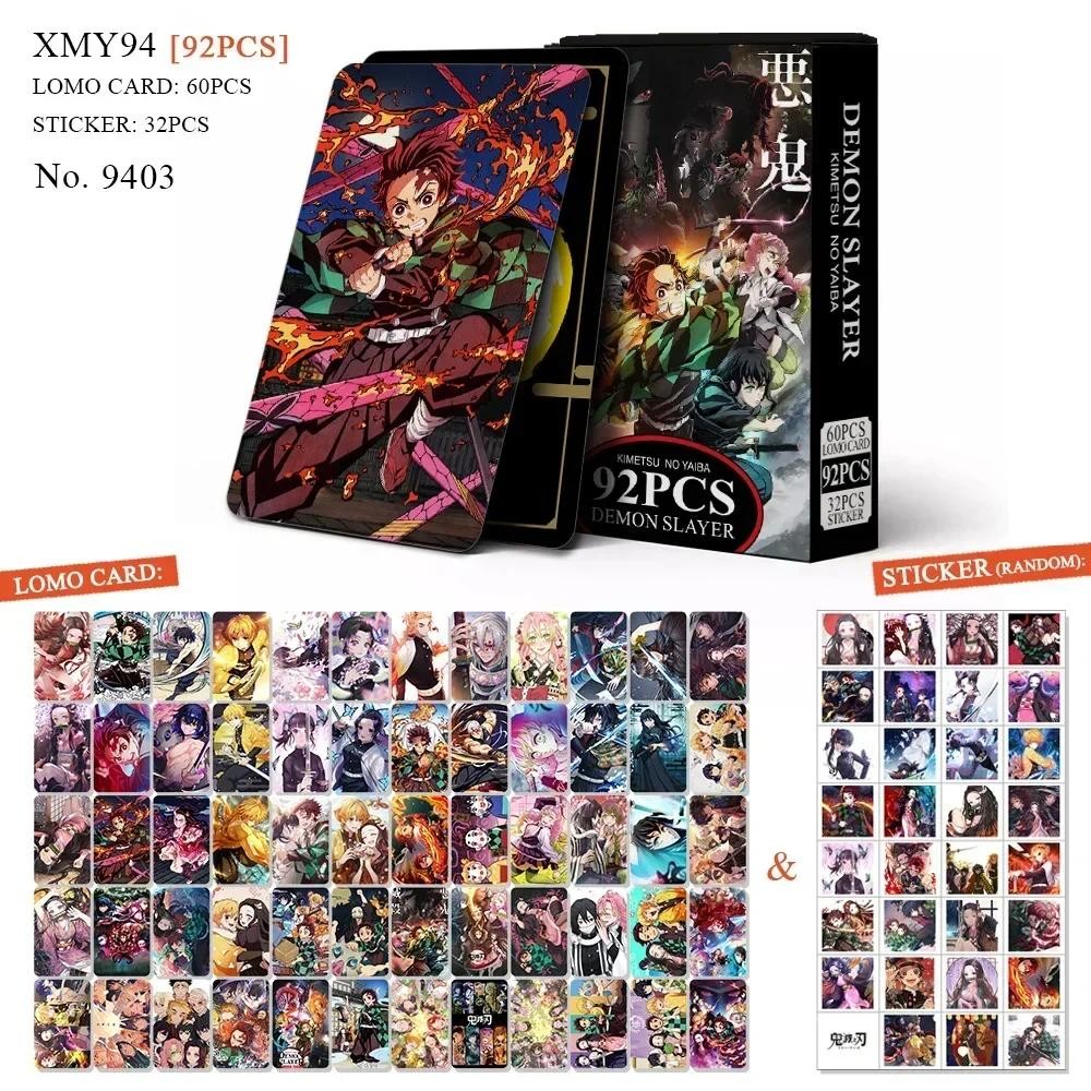 

92pcs/set Demon Slayer LOMO Cards and Stickers High quality HD Double Side Print Photocards