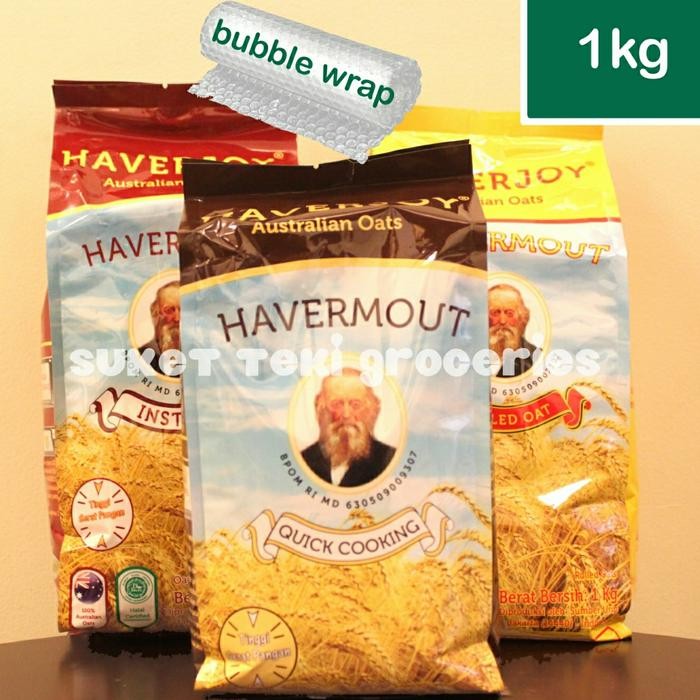 

Haverjoy Havermout Oatmeal 1kg Instan / Rolled Oat / Quick Cooking - Instant (Merah)
