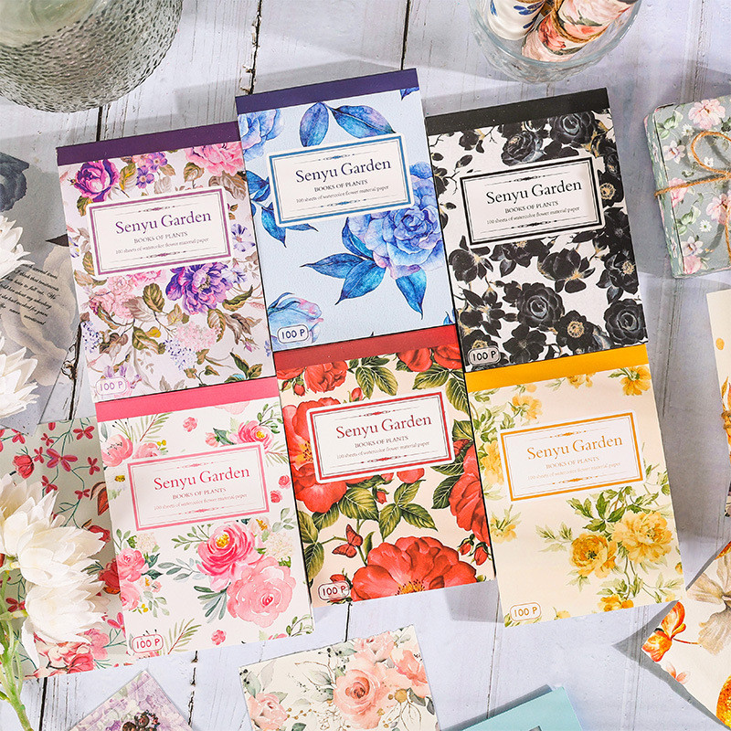 

100 Sheet Senyu Garden Series Decorative Material Paper for DIY Scrapbooking Handbook Notebook Memo Craft Materials Supplies