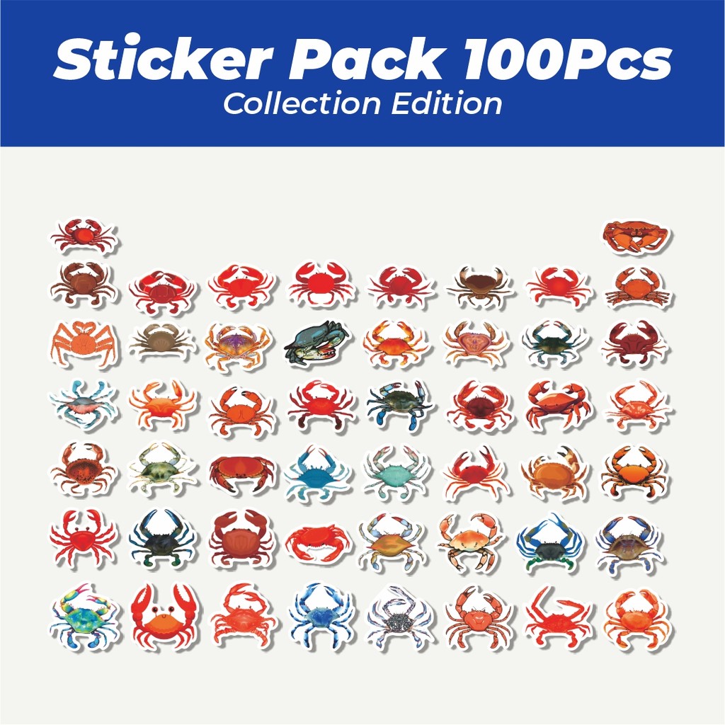 

Hot Stiker Crab Series [Kepiting] Lucu Anti Air Stikers Berperekat Waterproof Sticker Decal Buat Motor Helm Buku Journal Koper Casing HP Laptop Botol Minum