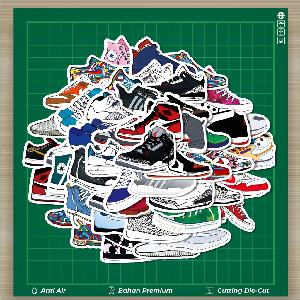 

HOT 50 PCS STIKER Stiker Casual Shoes [Sepatu Kasual] Stiker Fashion Cars Decal Dingin Kartu Album Custom Vinyl Anti Air- Sticker Aesthetic Buku Journal Koper Casing HP Tablet Laptop Helm Motor Botol Minum