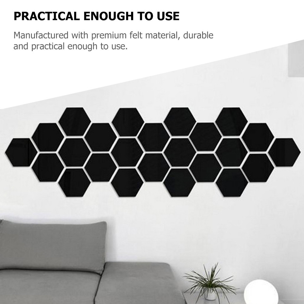 

12pcs Wall Bulletin Board Panels Panels Sound Insulation Board Medium Black Felt Hexagon Acoustic Stickers Absorbing Boards