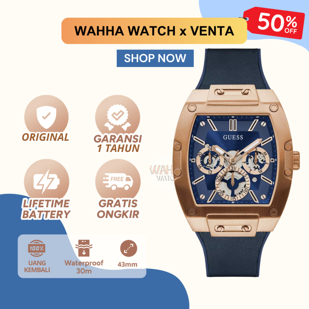 Jam Tangan Analog Guess Pria Guess GW0202G4 - Blue PHOENIX [BERGARANSI]