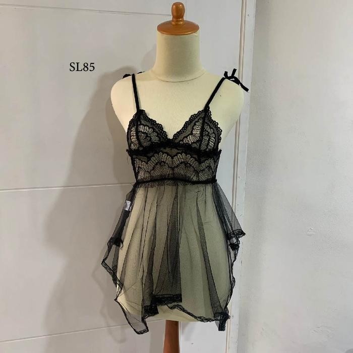 Sexy Lingerie Wanita Dewasa Dress Tidur Lace Brokat Hitam Premium SL85