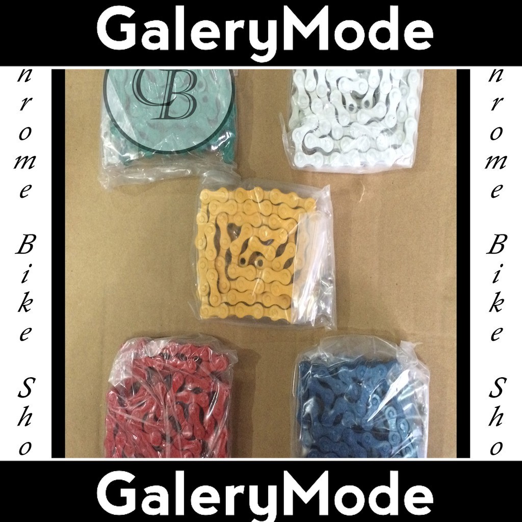 Rantai Sepeda Warna Putih Hijau Kuning Biru Merah Single Speed BMX Fixi Mini 114L Merk United Murah 