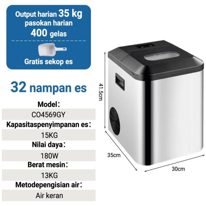 

Ice Maker 65KG Hari membuat es cepat Mesin Pembuat Es Batu Kristal - 35KG / Hari