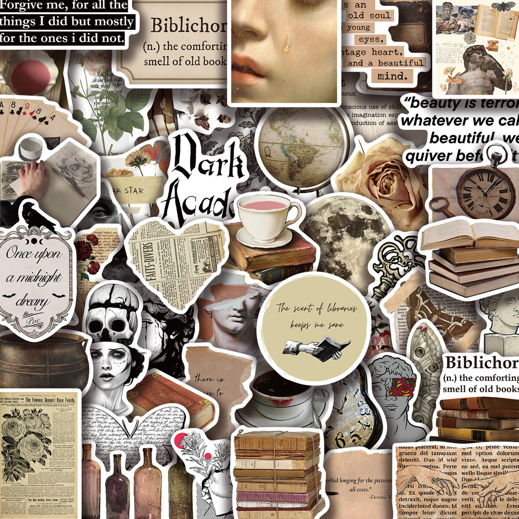 

50PCS Cool Dark Academia Stickers Decals For Laptop Phone Suitcase Fridge Skateboard Waterproof Sticker