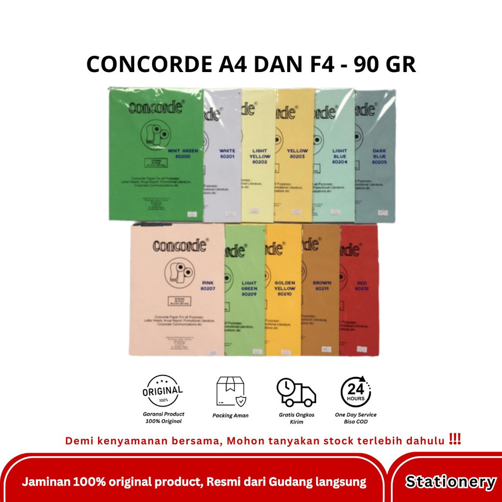 

CONCORDE PAPER LAID 90GR A4 (21x29.7) ISI 20 LEMBAR