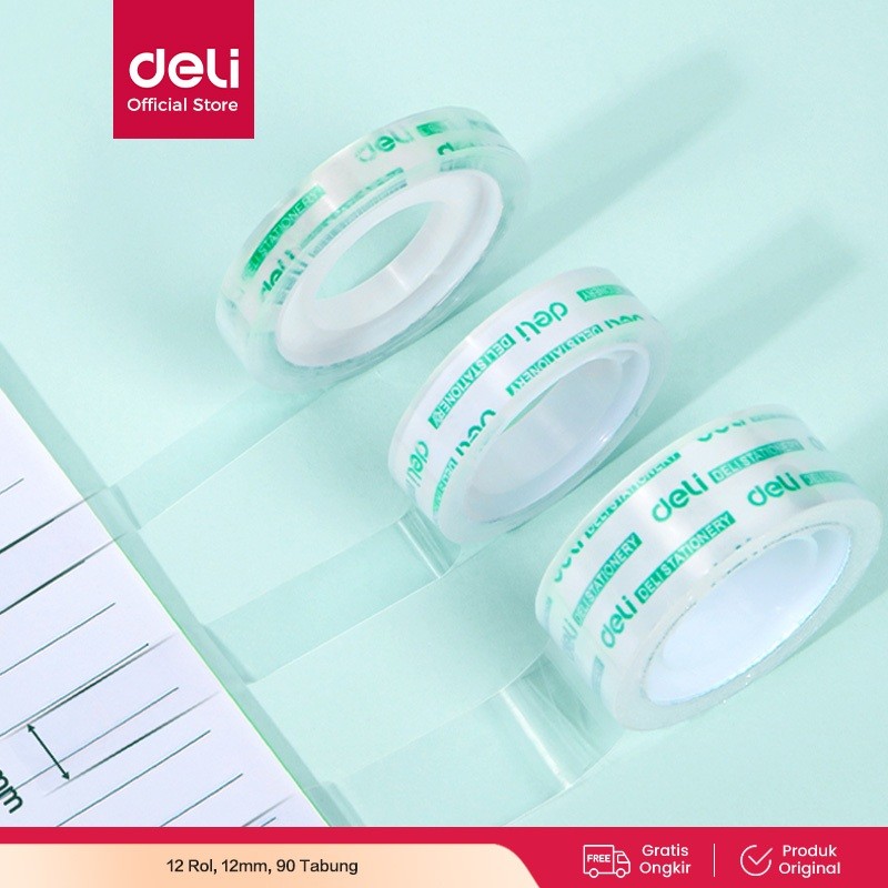 

Deli isolasi /cellotape untuk sekolah 12 mmx14y *38um 12pcs/Rol 30011 30000 30024