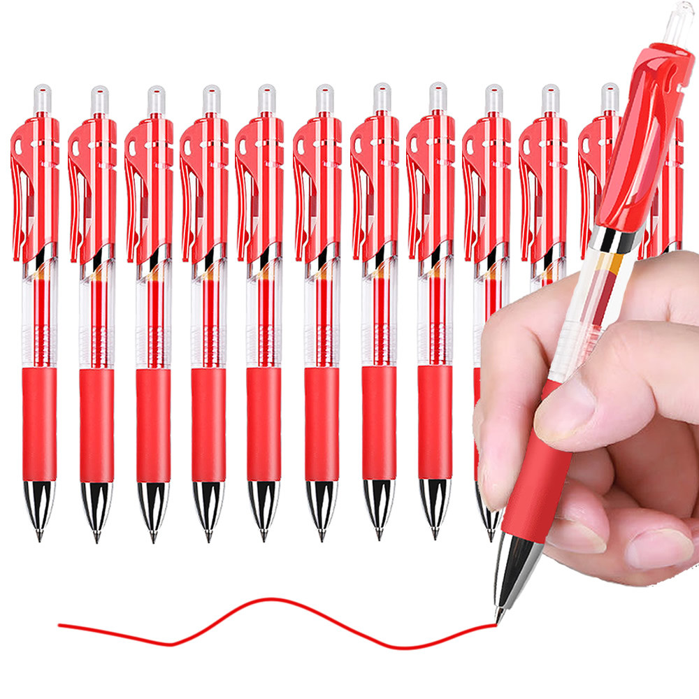 

Retractable 0.5mm Red Ink Gel Pens Refills Colored Aesthetic Stationery Pen Supplies Ballpoint & Office Pencils Writing School