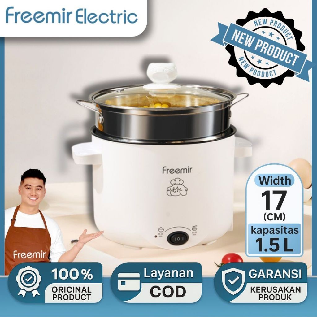 Panci Mini Elektrik  Anti Lengket Serbaguna Berkukusan Stainless Steel