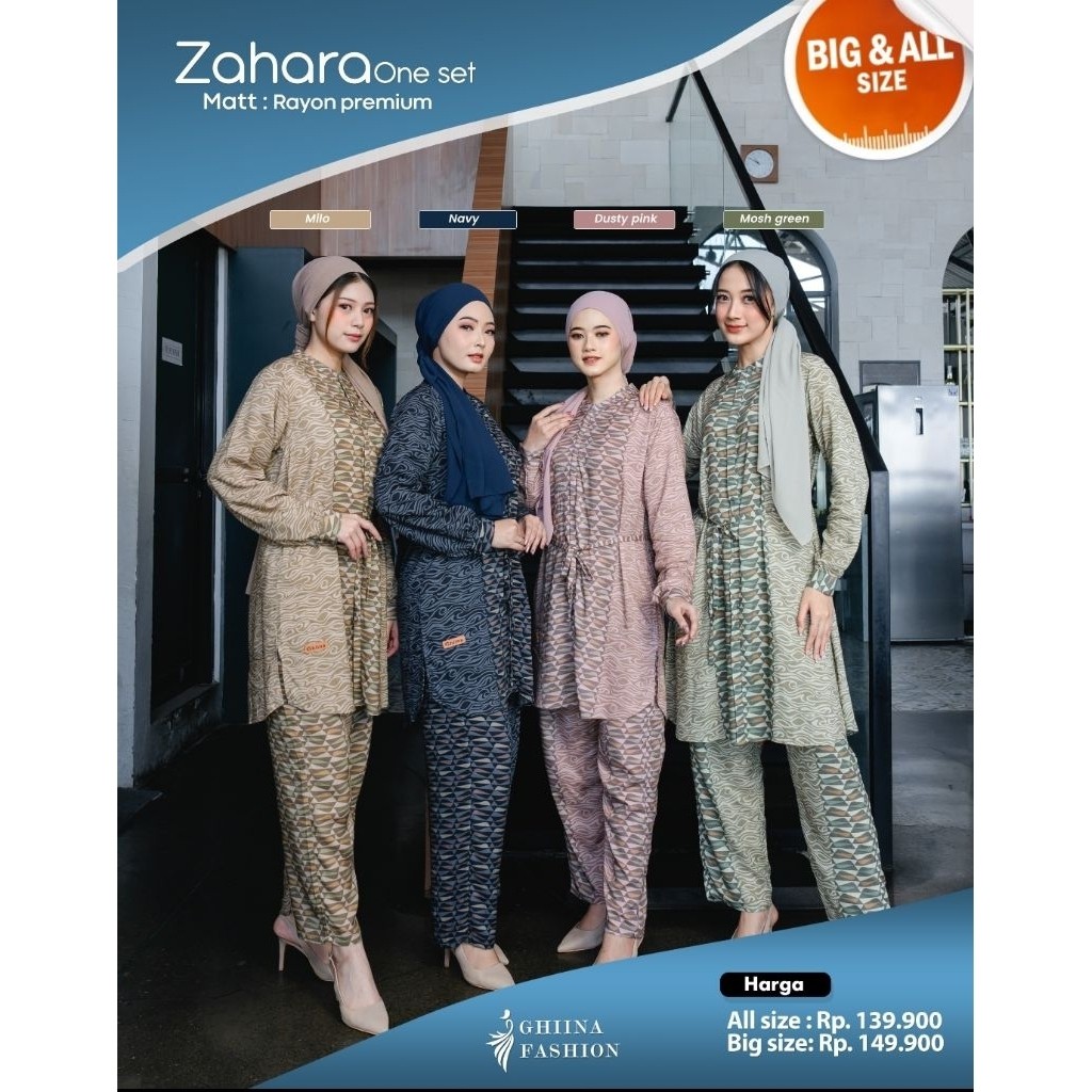 NEW // ZAHARA TUNIK ONE SET // GHIINA FASHION // READY STOCK BTS STORE