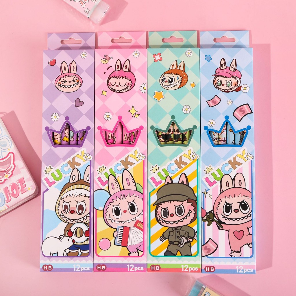 

1 LUSIN / 12 PCS PENSIL HB KARAKTER LABUBU KAWAII CUTE / PENSIL LABUBU 1 LUSIN KAWAII