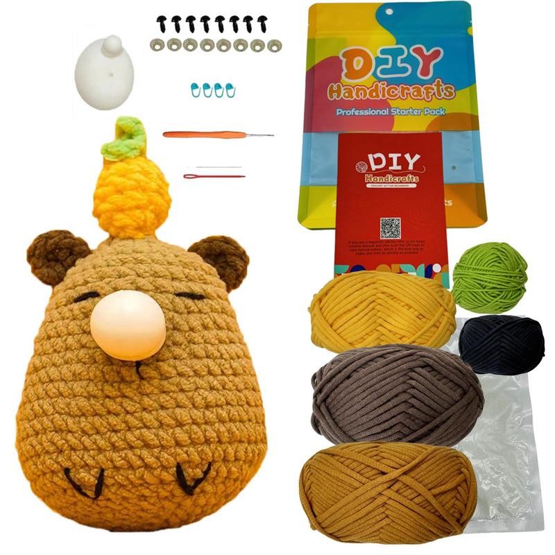 

1 set Capybara Crochet Kit Complete Animal Crochet Kit For Beginner Handmade Attractive Design With Step-By-Step Video Tutorials