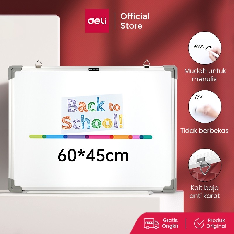 

Deli Whiteboard Papan Tulis Putih Magnetik Dilengkapi dengan tempat pulpen VX00