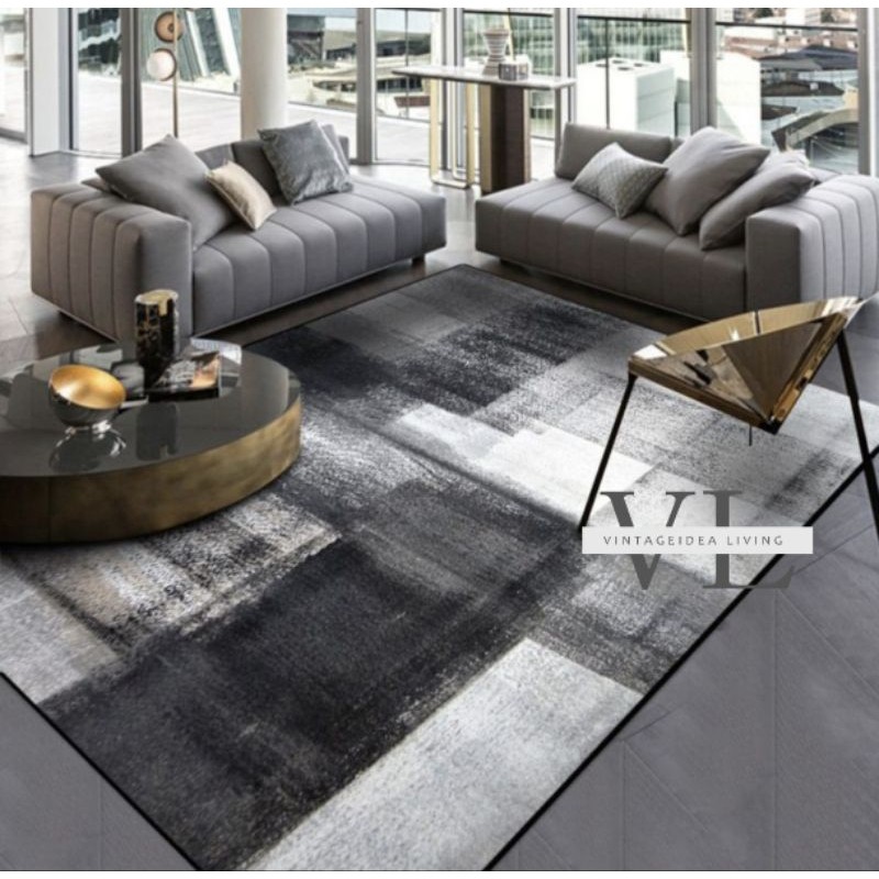 Karpet Ruang Tamu Minimalis Estetik Industrial - Anti Slip Anti Debu