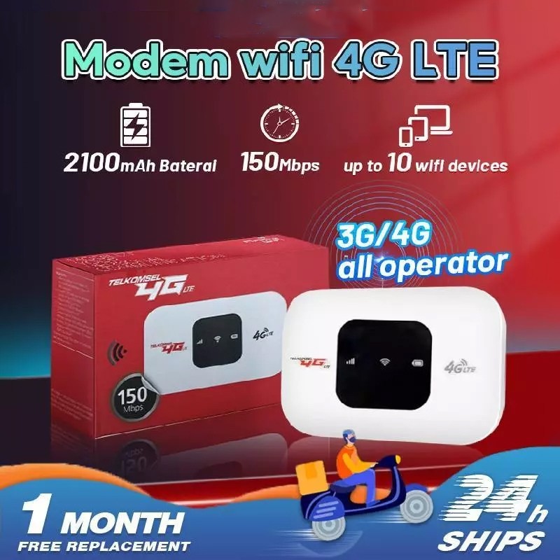 MIFI MODEM WIFI 4G UNLOCK OPERATOR Perdana Telkomsel By.u/ 150 Mbps 4G Portable Mobile WiFi USB Mobi