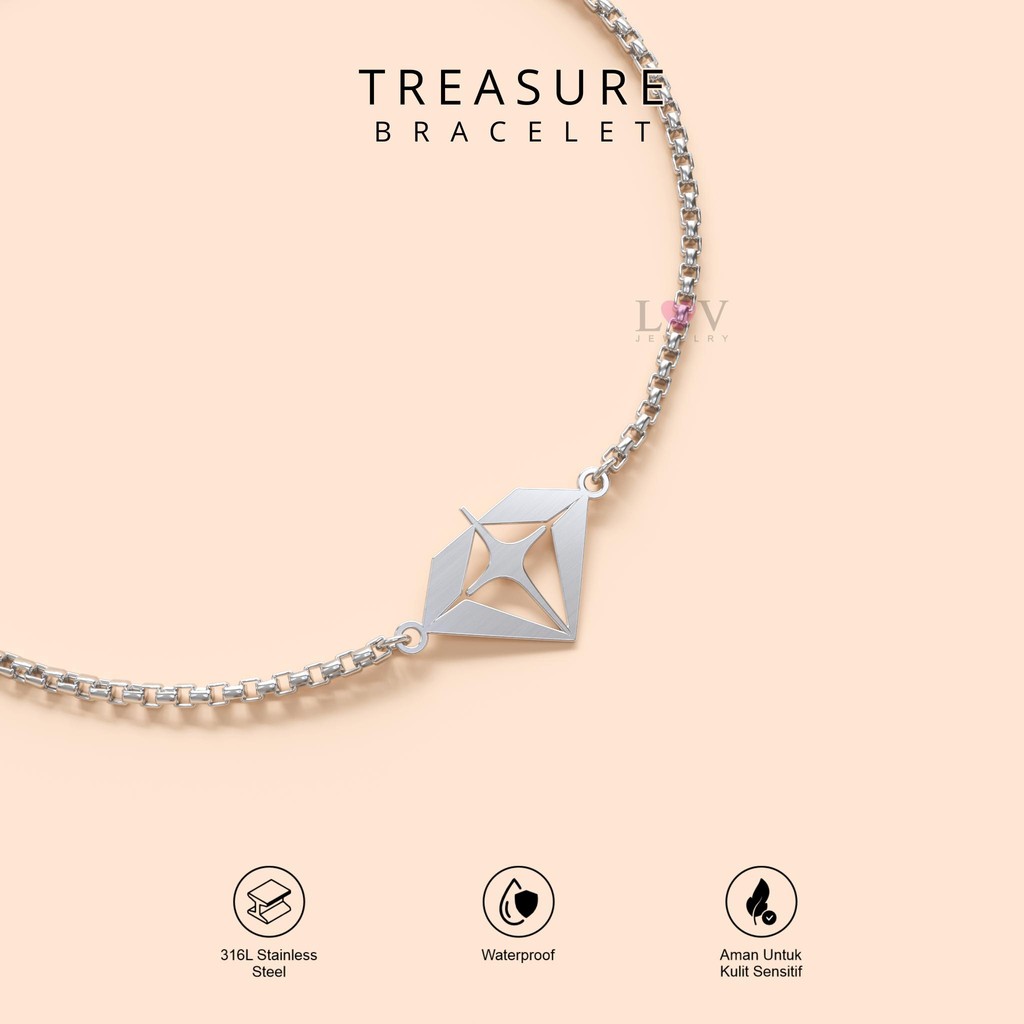 Gelang Treasure Teume Aesthetic Anti Karat Aksesoris Kpop Korea Serut Adjustable - Treasure Bracelet