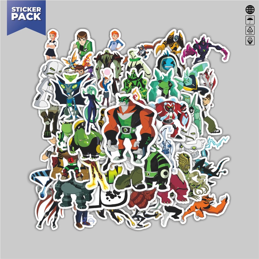 

[100PCS]Stiker Pack Stiker Kartun Series Ben Ten Karakter Mix Aesthetic Vinyl Anti Air Dekorasi Sticker Laptop Buku Journal Koper Helm Casing HP Gitar Helm Skateboard