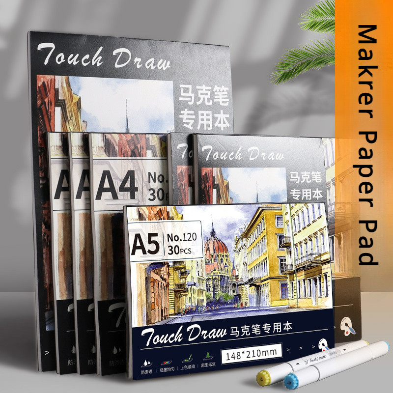 

30 Sheets Marker Paper Sketchbook 120g A4/A5 Drawing Paper Pad for Gel Pens,Markers,Colored Pencils,Charcoal Pencil and Graphite
