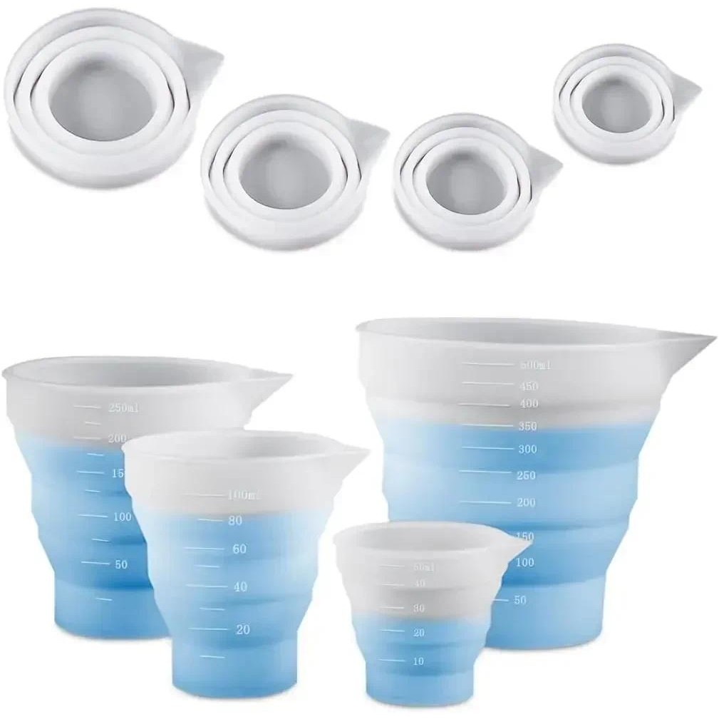 

Silicone Resin Measure Cups Graduated Silicone Measuring Collapsible Silicone Measuring Cups for Epoxy Molds