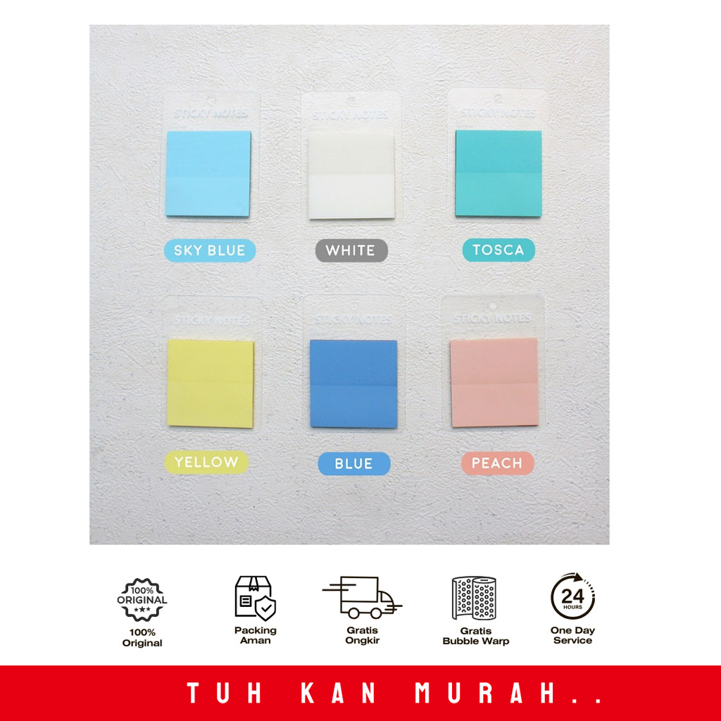

PANMOMO STICKY NOTES A COLORFUL SQUARE SEE-THROUGH WARNA BLUE