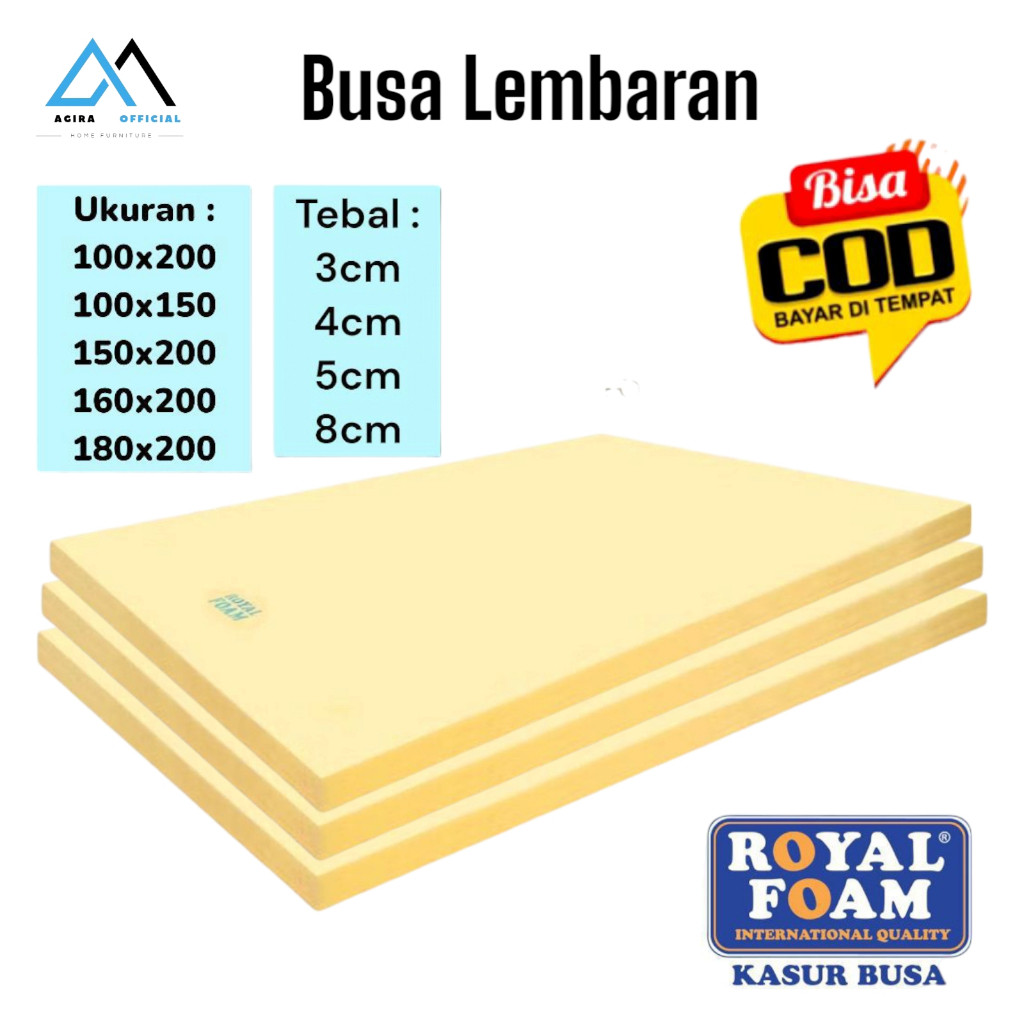 liana_roroSHOPBUSA ROYAL FOAM ORIGINAL Tebal 3cm, 4cm, 5cm, 8cm Busa Lembaran Kasur Surpet Density 1