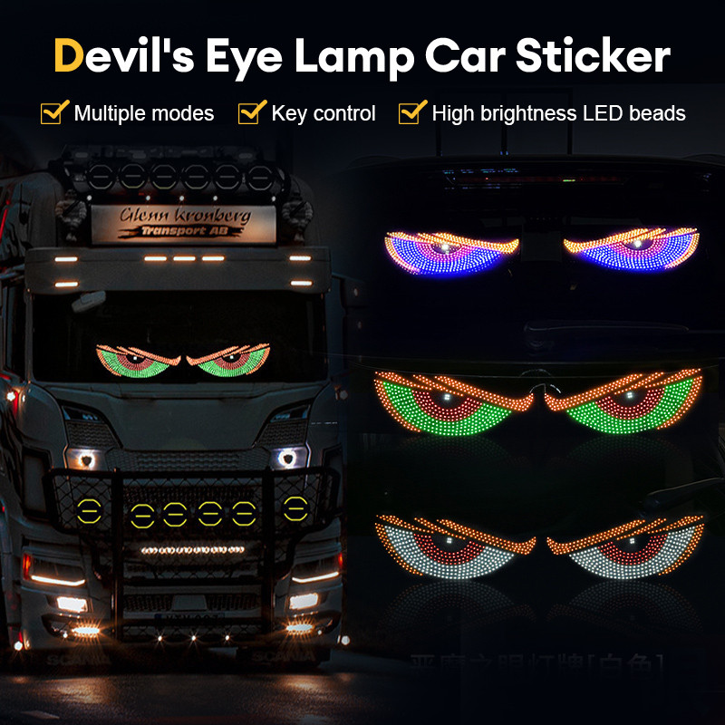 Lampu Devil Eye Merek Multi Mode Layar LED Tampilan Kaca Depan Belakang Lampu Truk Mobil