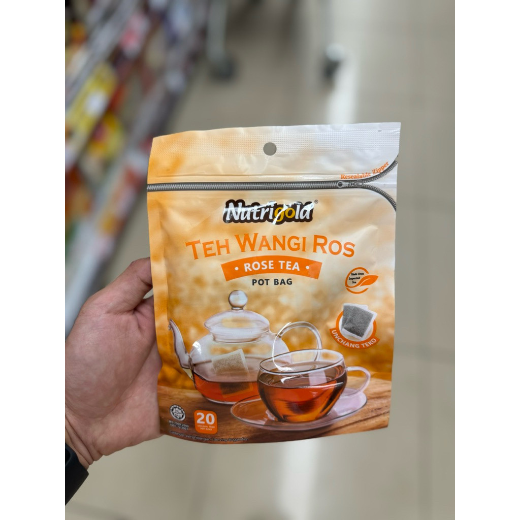 

nutrigold milk tea 5s x 30g / teh wangi ros pot bag 20s x 2g