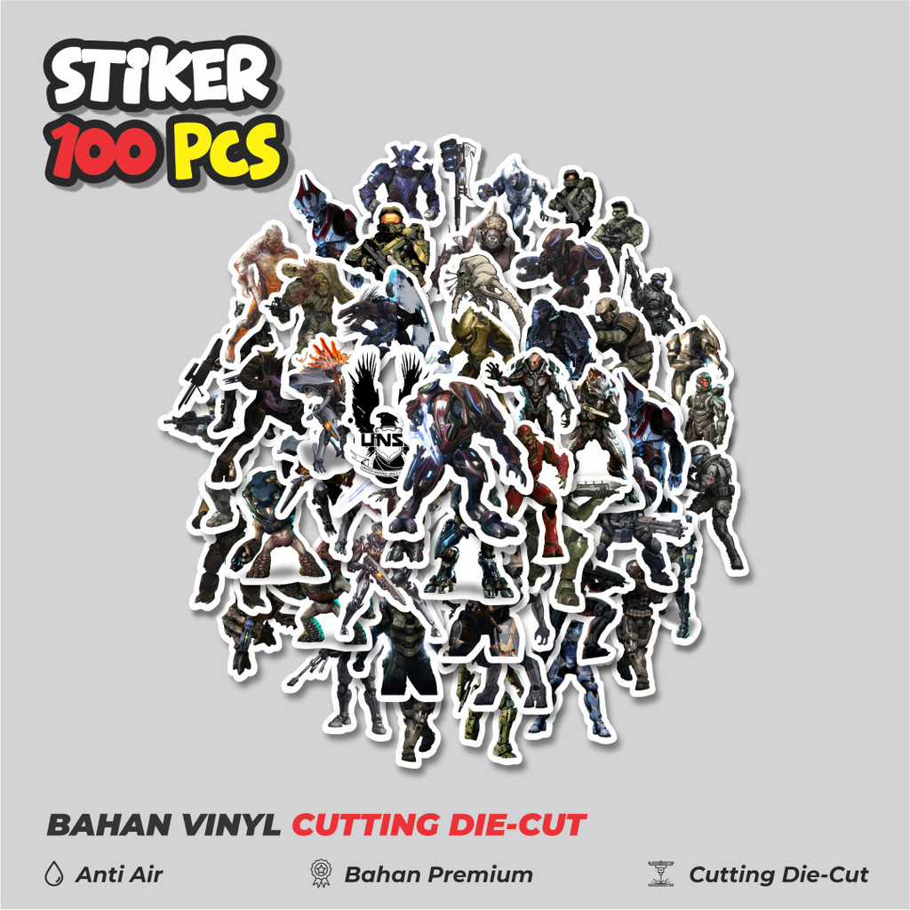 

Terbaru! 50 pcs Stiker Game Series Halo Karakter Mix 4 Dekorasi Lucu Kreatif untuk Notebook, Skateboard, HP