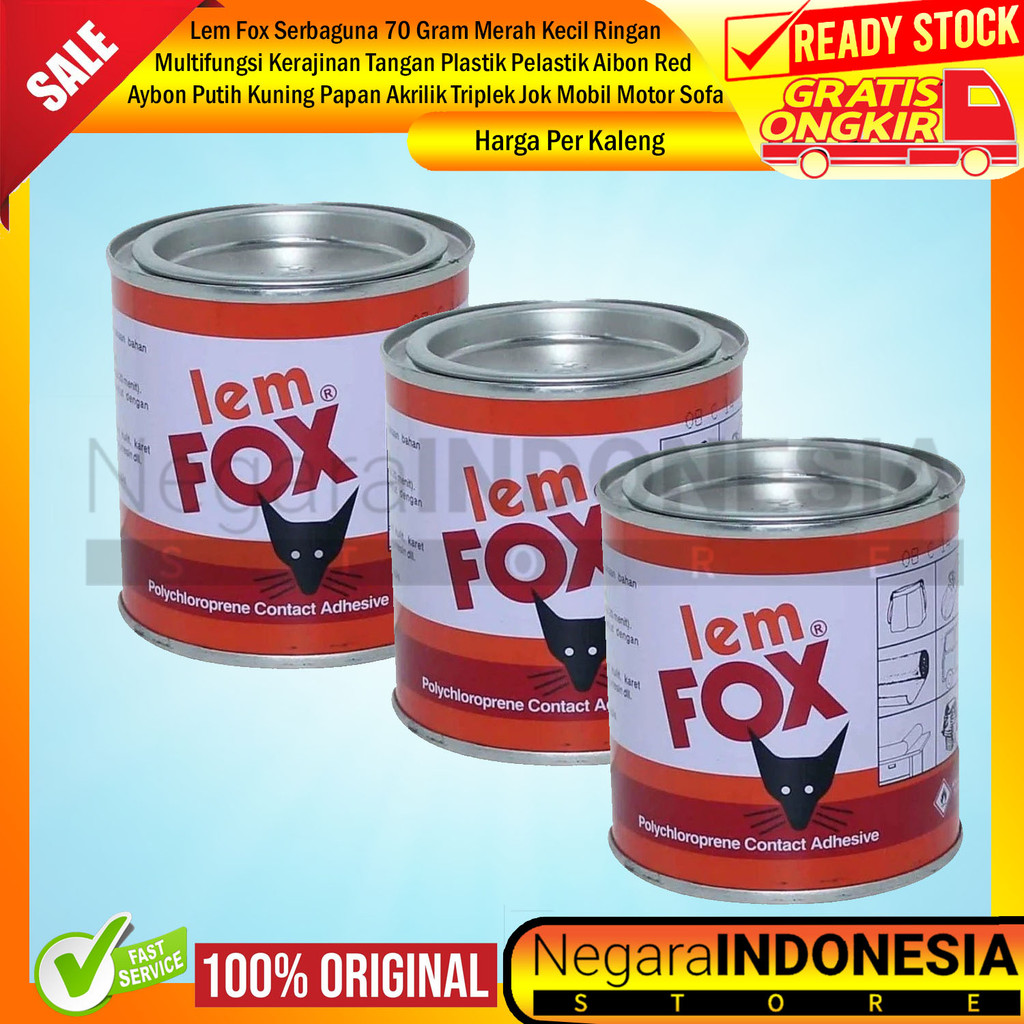 Fox 70 Gram Lem Kaleng Merah Cairan Encer Fleksibel Pelapis Interior Eksterior Kusen Jendela Pintu D
