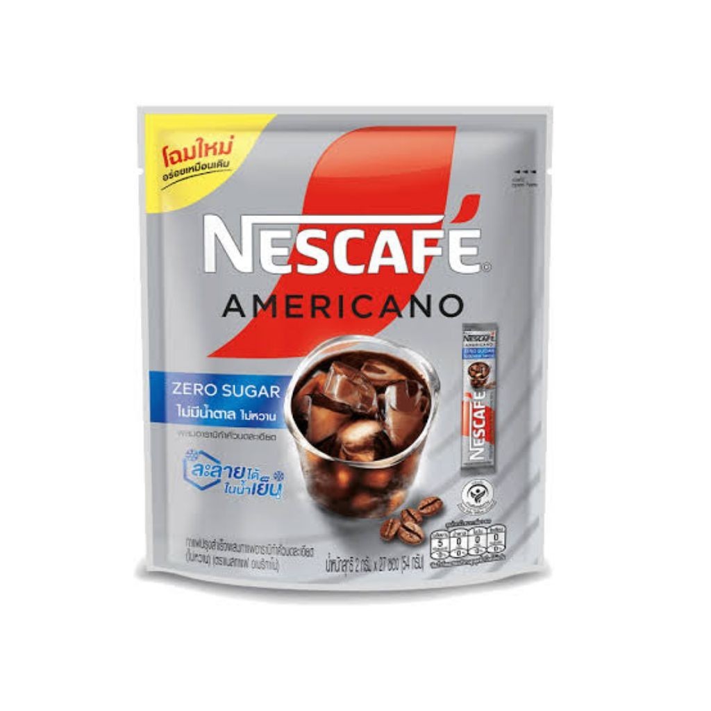 

Nescafe Americano Zero Sugar. ready stok jkt 1 pak isi 27 Sachet. Original