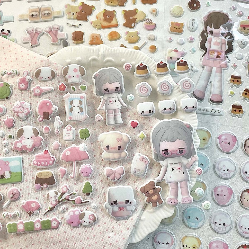 

Cute Character Foam Scrapbook Sticker 3D Girl Character Stickers Collage Journal Deco Stickers Phone Decor Supplies