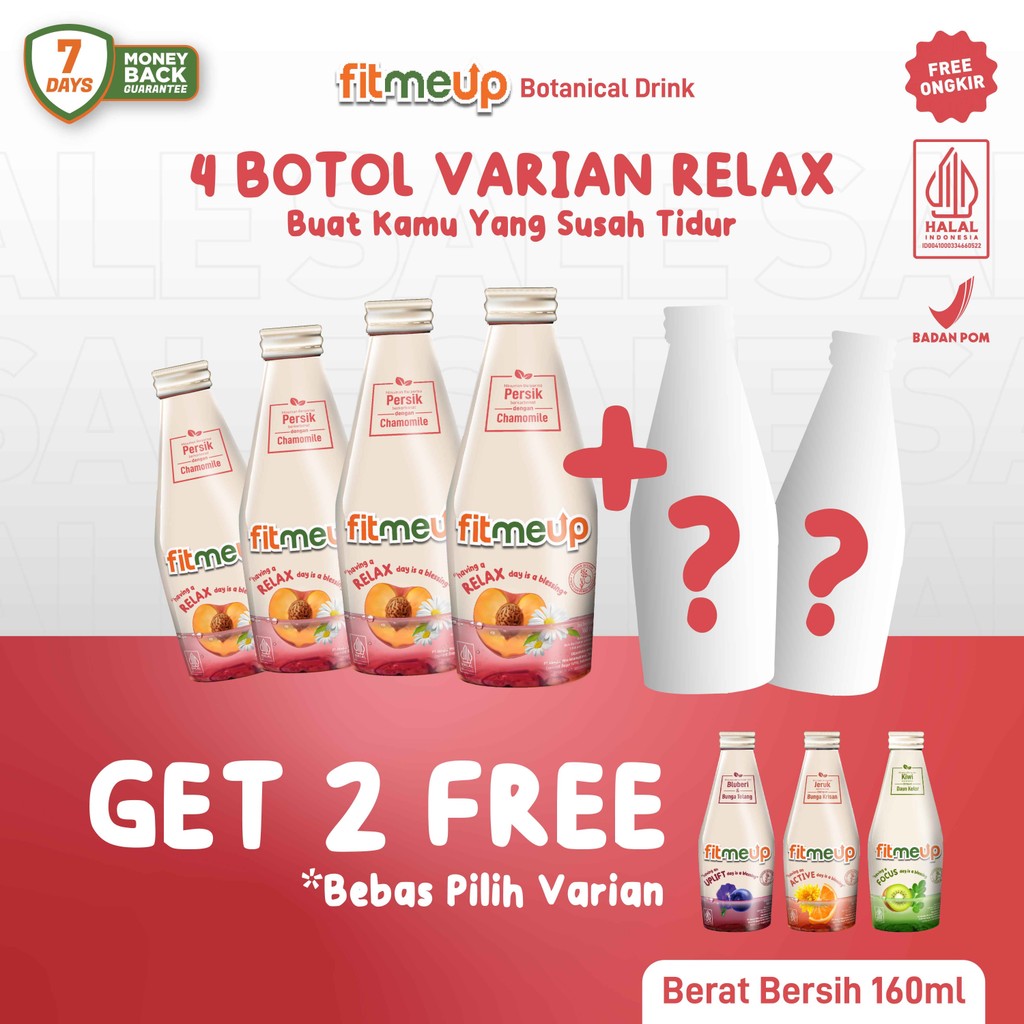 

[BUY 4 GET 6] Fitmeup Botanical Drink Variant Relax - Kombinasi Buah Persik & Bunga Chamomile