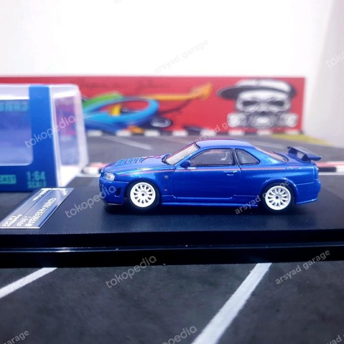 EX99... Diecast Stance Hunters Nissan Skyline GTR R34 blue swap velg