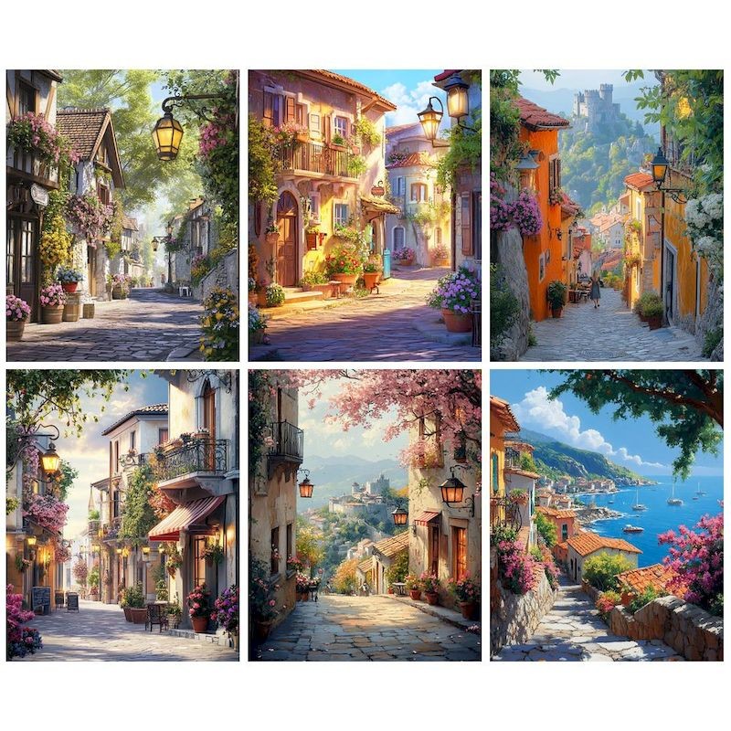 

GATYZTORY Frame Painting By Numbers Kits Town Landscape Modern Drawing Coloring By Numbers Acrylic Paint For Home Decor