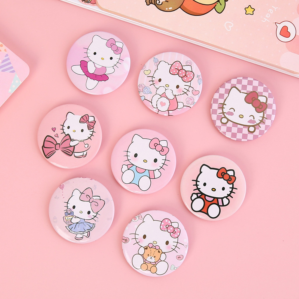 

5Pcs/Set Sanrio Hello Kitty Chest Badge Kawaii Cartoon Figure Brooch Sweet Cute KT Cat Clothing Decoration Girls Kids Toy Gift