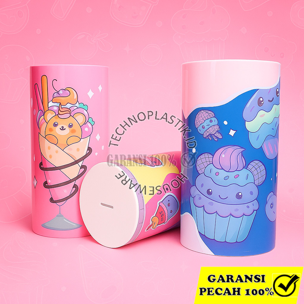 TECHNOPLAST Coin Bank Jumbo / Celengan Plastik 152 X 300 Mm DESSERT PINK