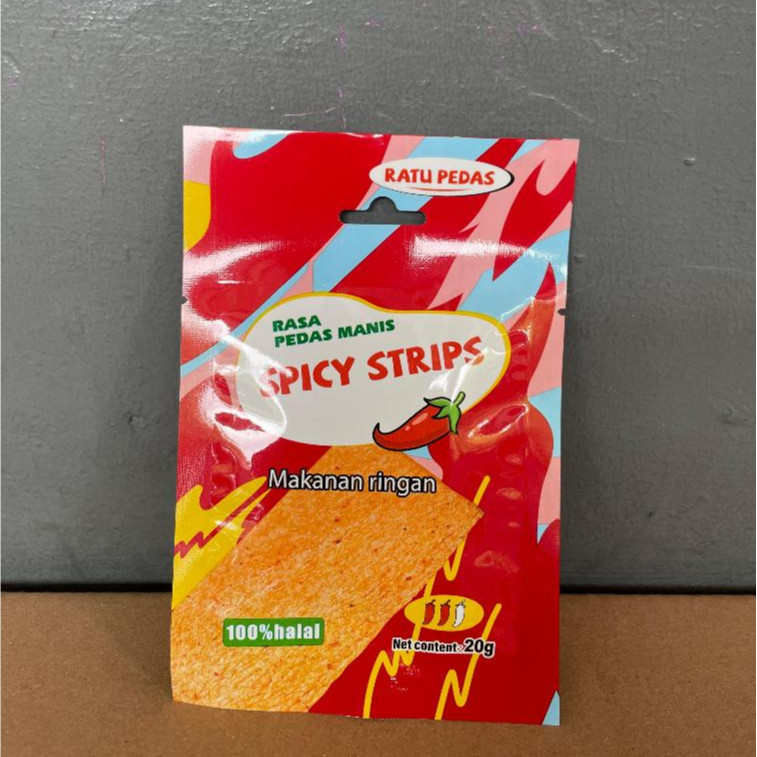 

SPICY STRIP PEDAS MANIS RATU PEDAS 1 PACK ISI 20 X 20 GR STRIPE DAN STICK